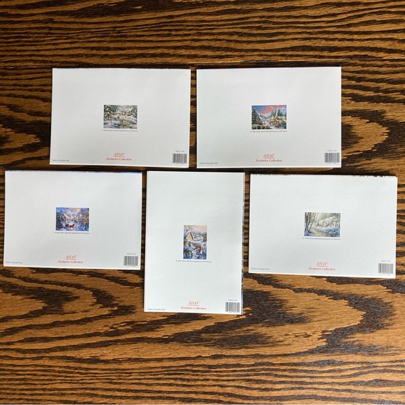 Lot of 5 Nicky Boehme Art Winter Town Cottage Unused Christmas Cards Envelopes - Picture 7 of 16